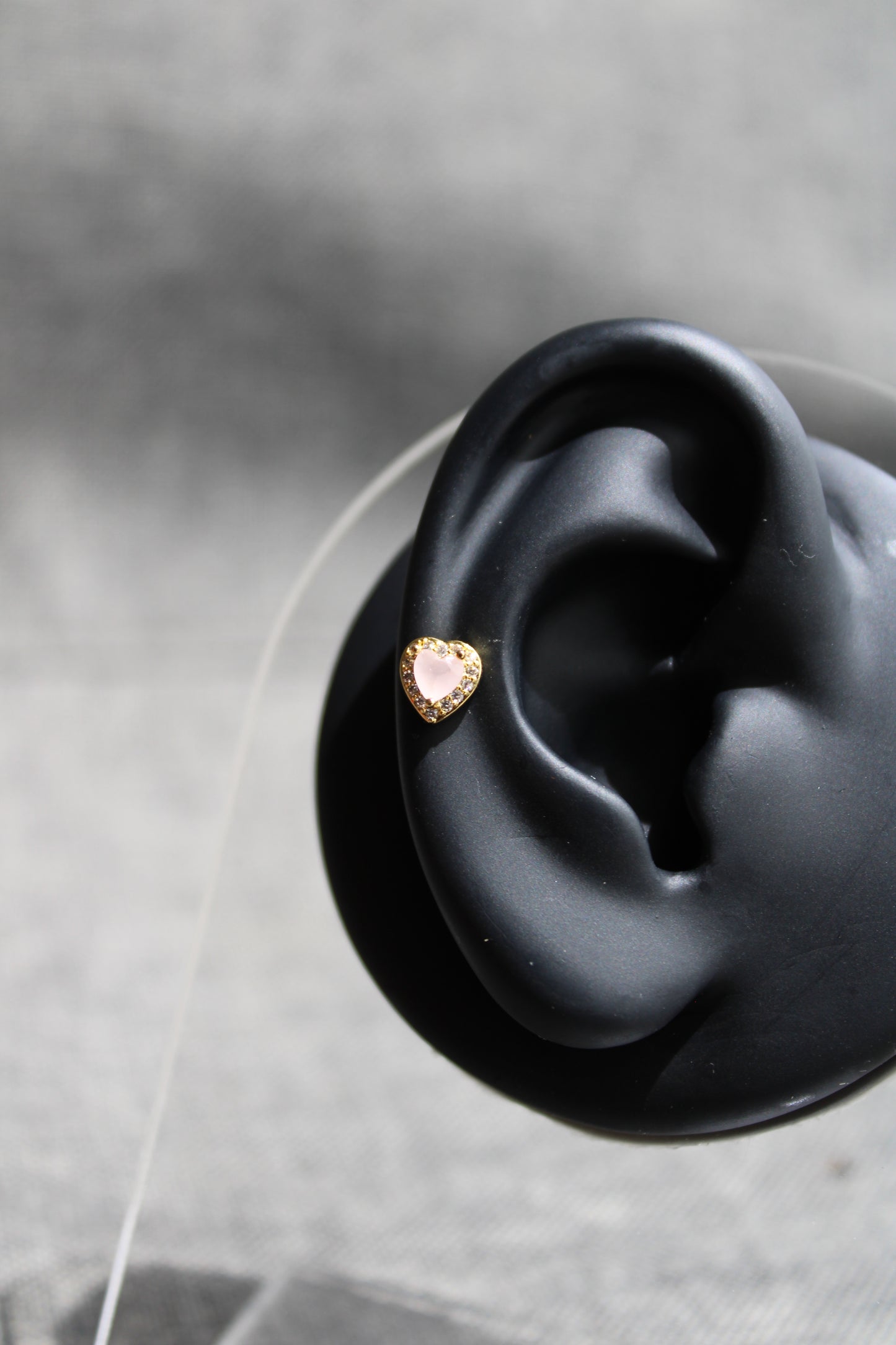 Pink Heart Cartilage Earring (Gold)