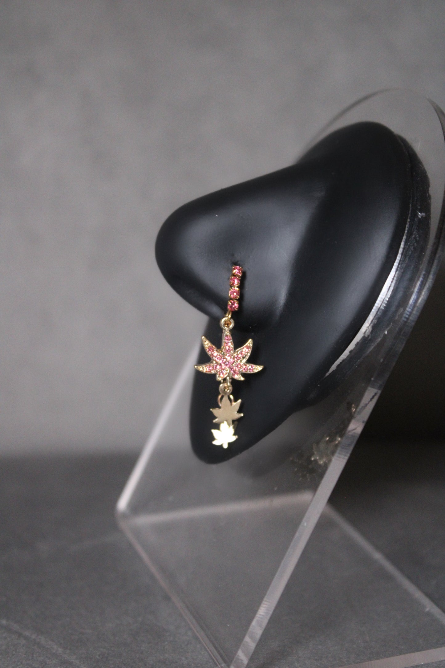 Pink Cannabis Flower Nose Ring