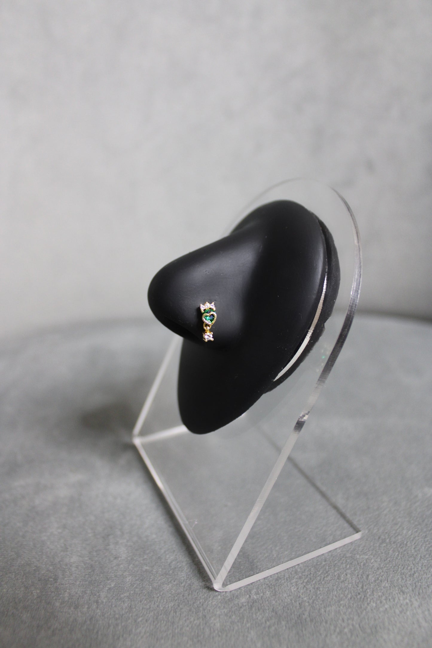 Green Heart Nose Ring