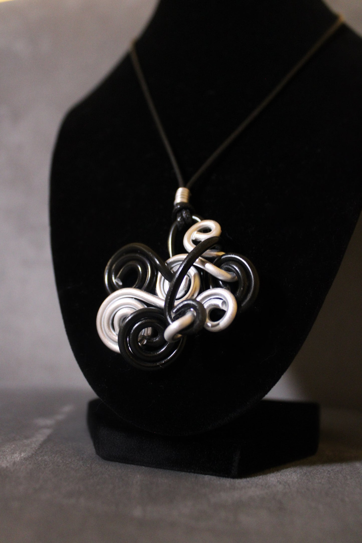 Black/Silver Handmade Wire Necklace