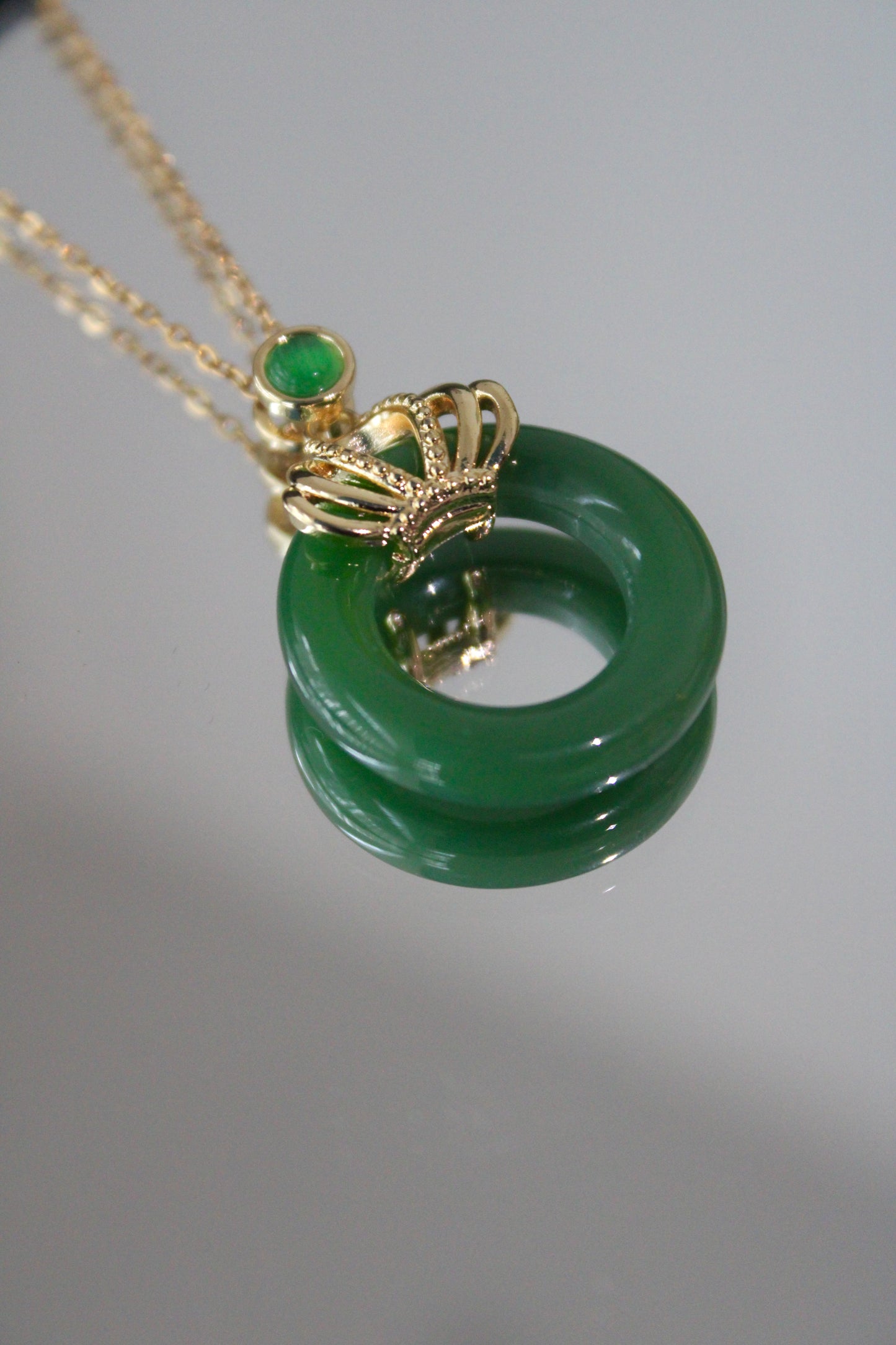 Crowned Jade Donut Necklace