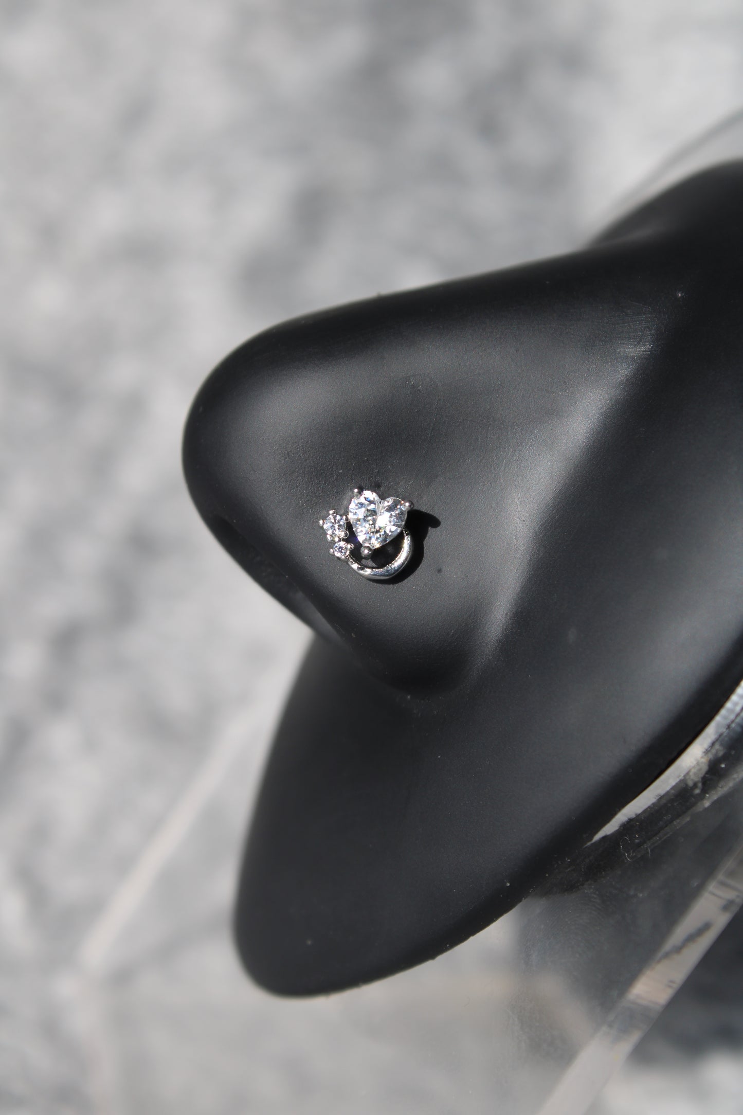 Sparkle Heart Nose Ring (Silver)