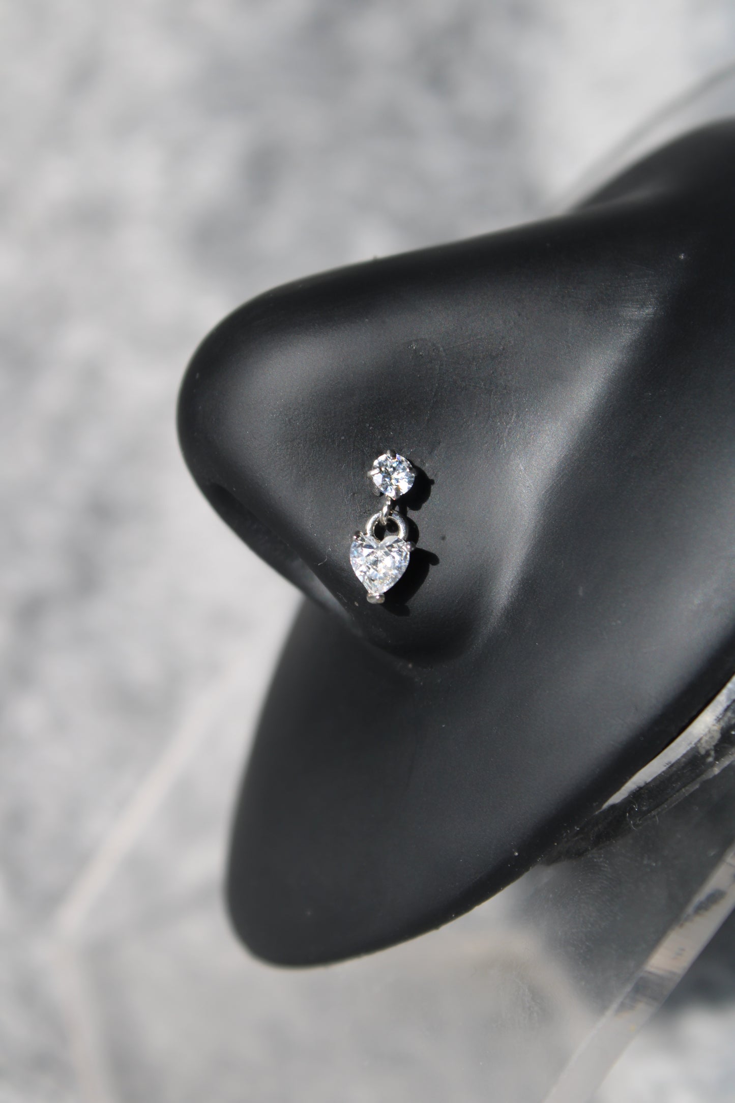 Dangle Heart Nose Ring (Silver)