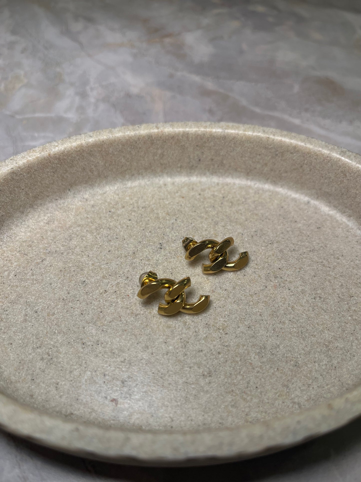 Gold Half Link Earrings