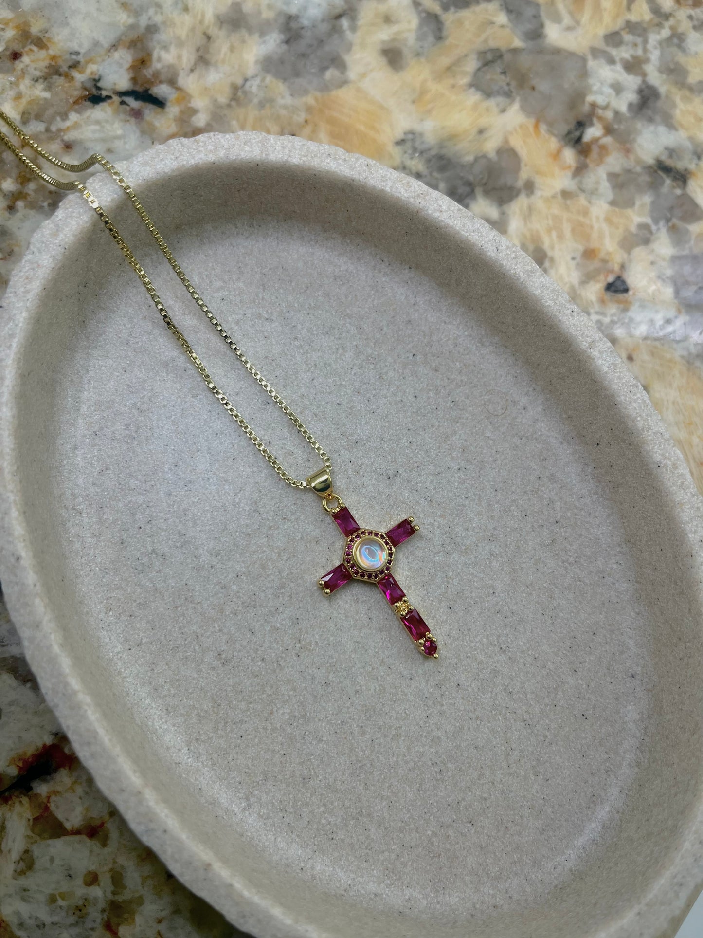 Pretty Pink Cross Necklace
