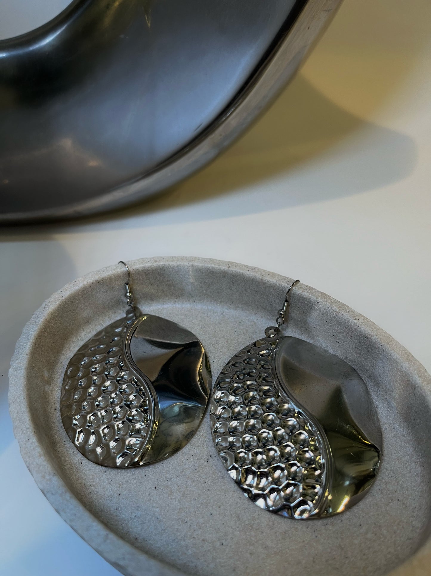 Silver Hammered Earrings