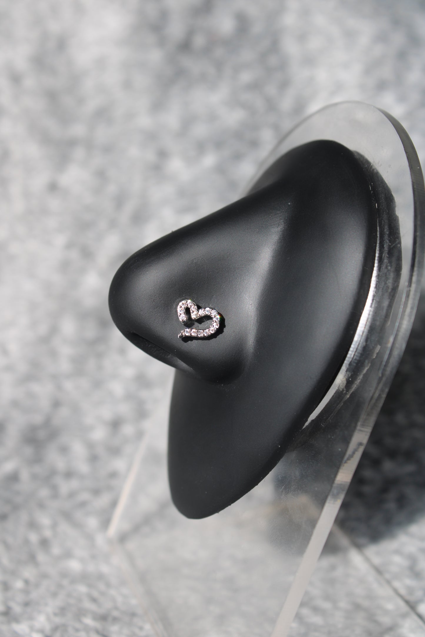 Open Heart Nose Ring (Silver)