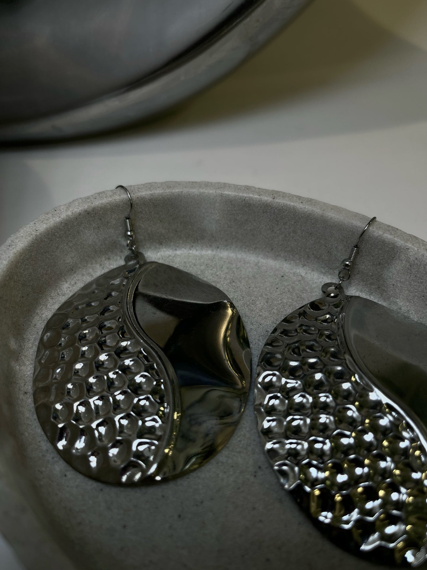 Silver Hammered Earrings
