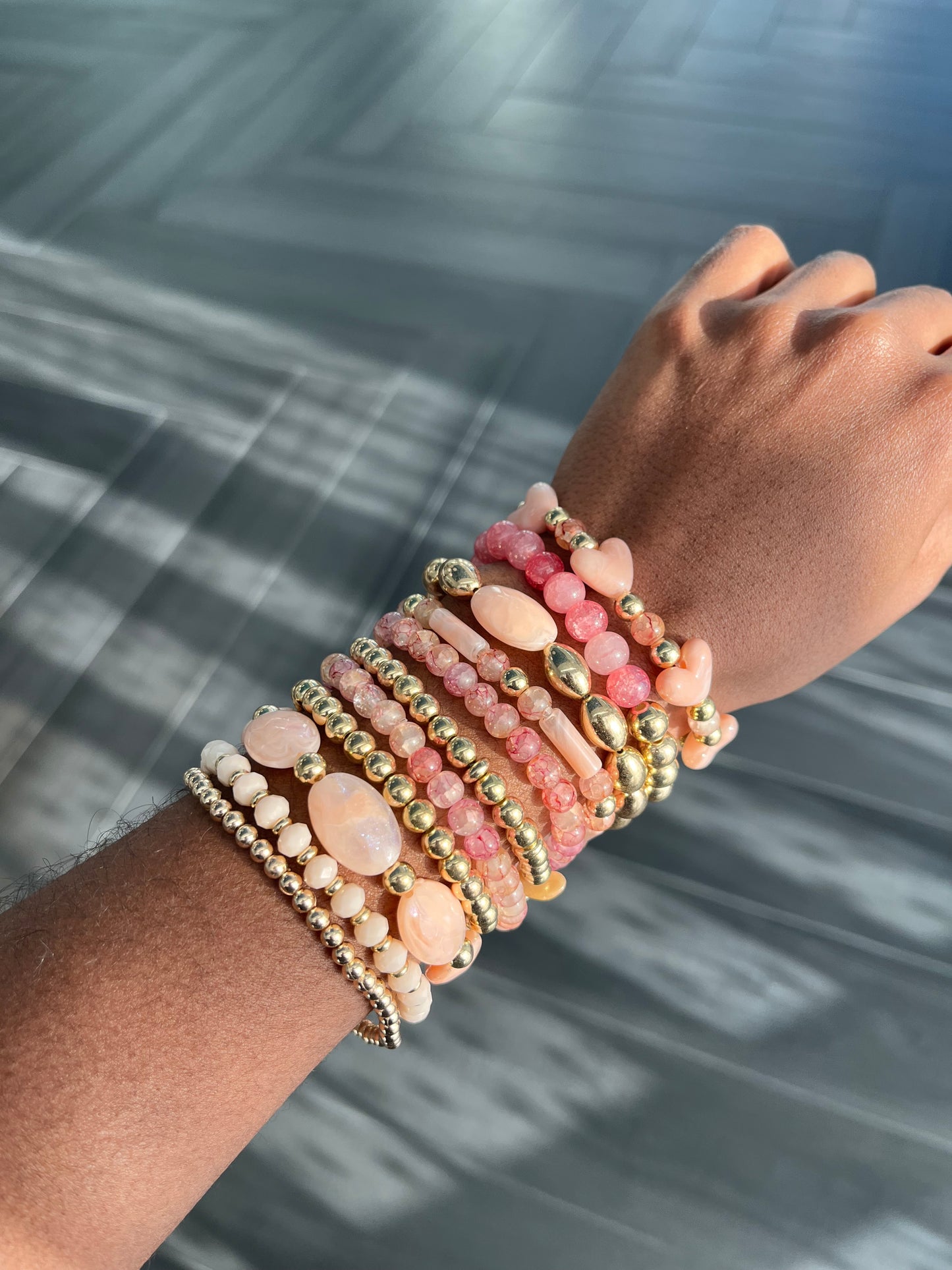 Coral Bead Bracelet Stack