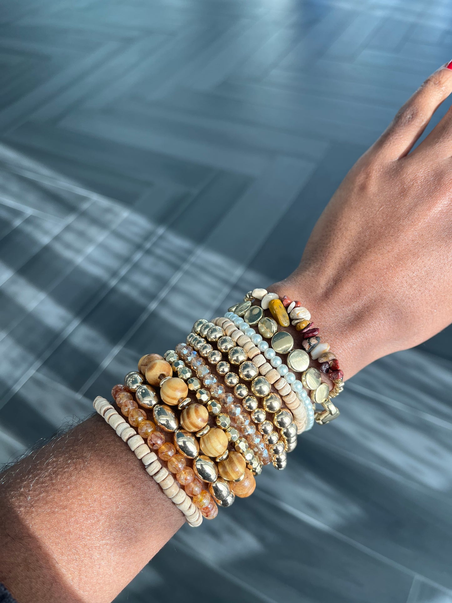 Sandy Bead Bracelet Stack