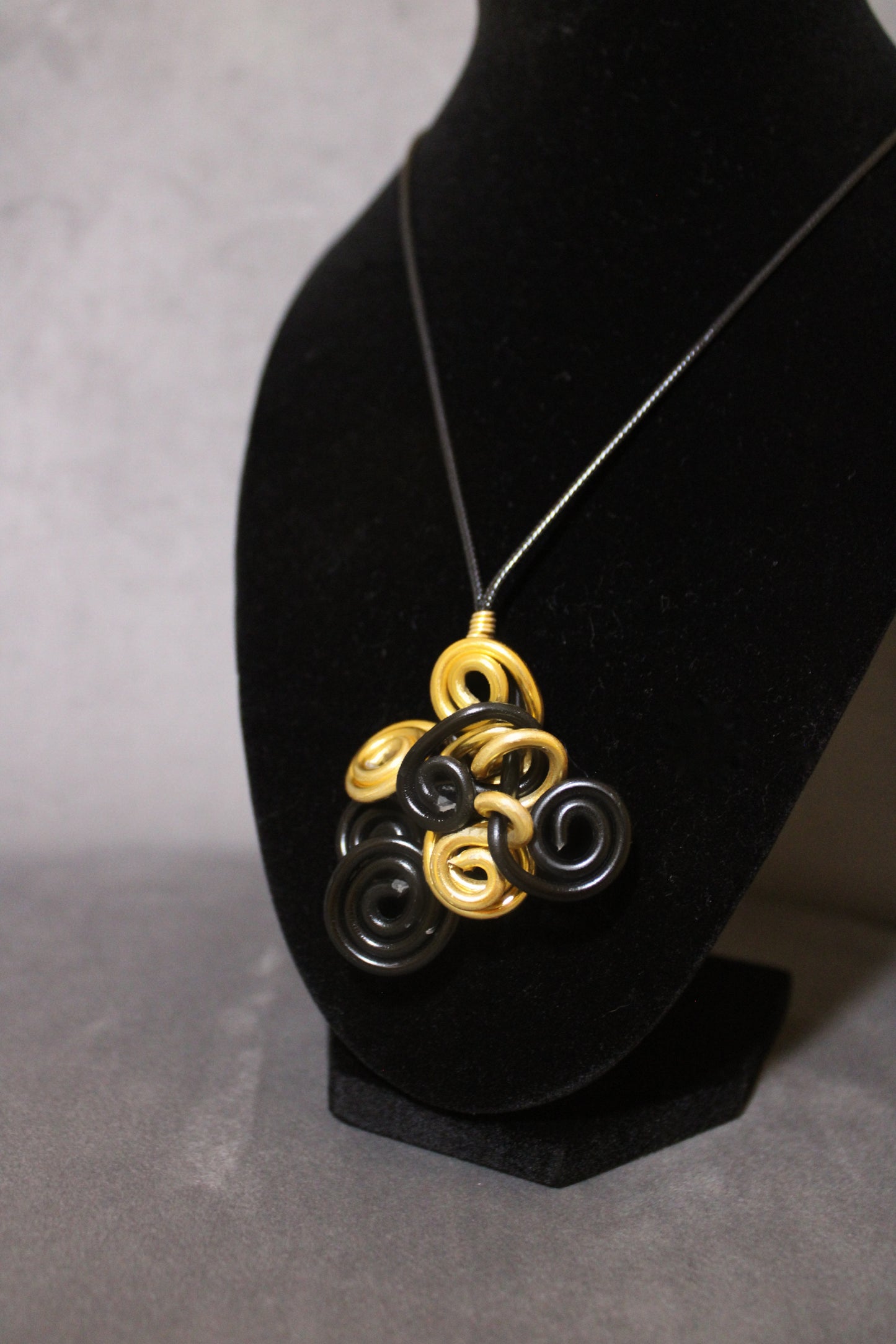Black/Gold Handmade Wire Necklace