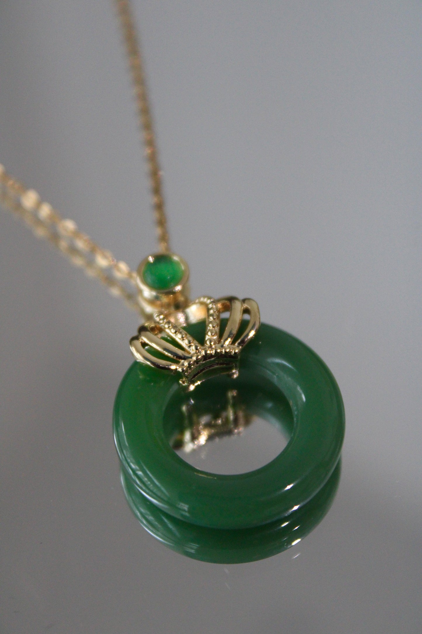Crowned Jade Donut Necklace
