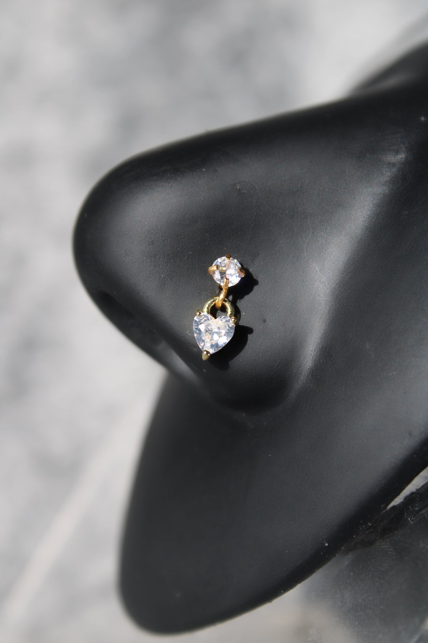 Dangle Heart Nose Ring (Gold)