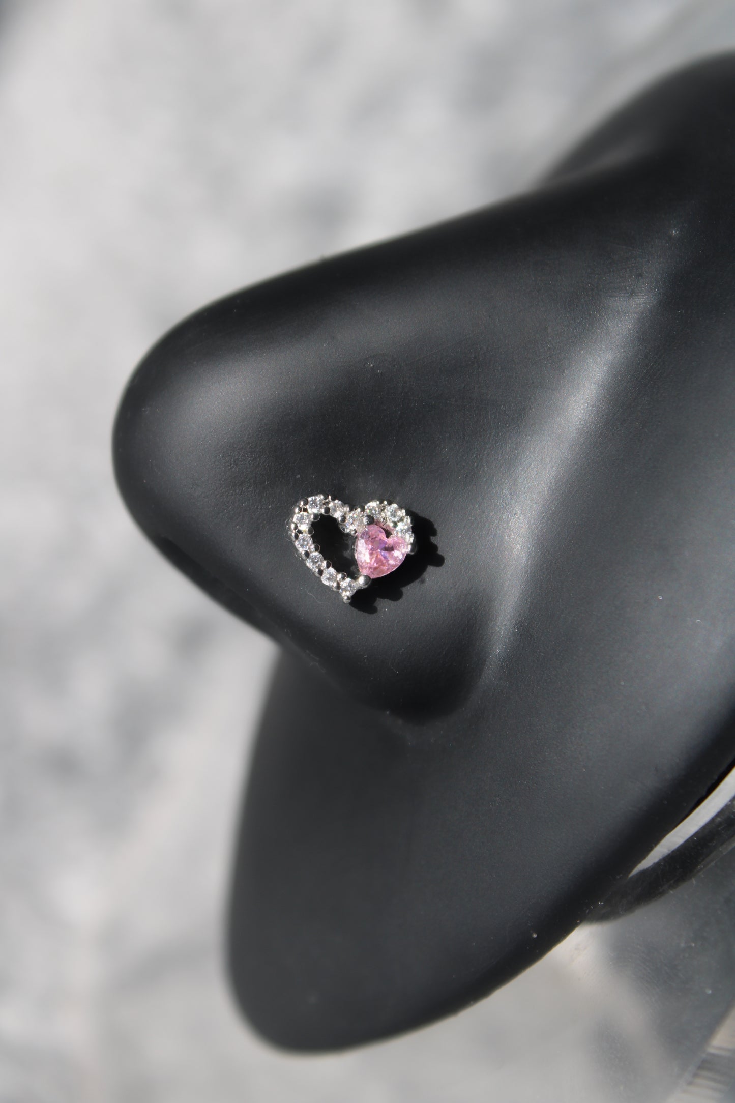 Double Heart Nose Ring (Silver)