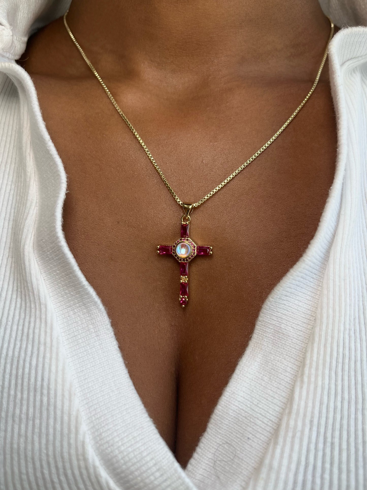 Pretty Pink Cross Necklace