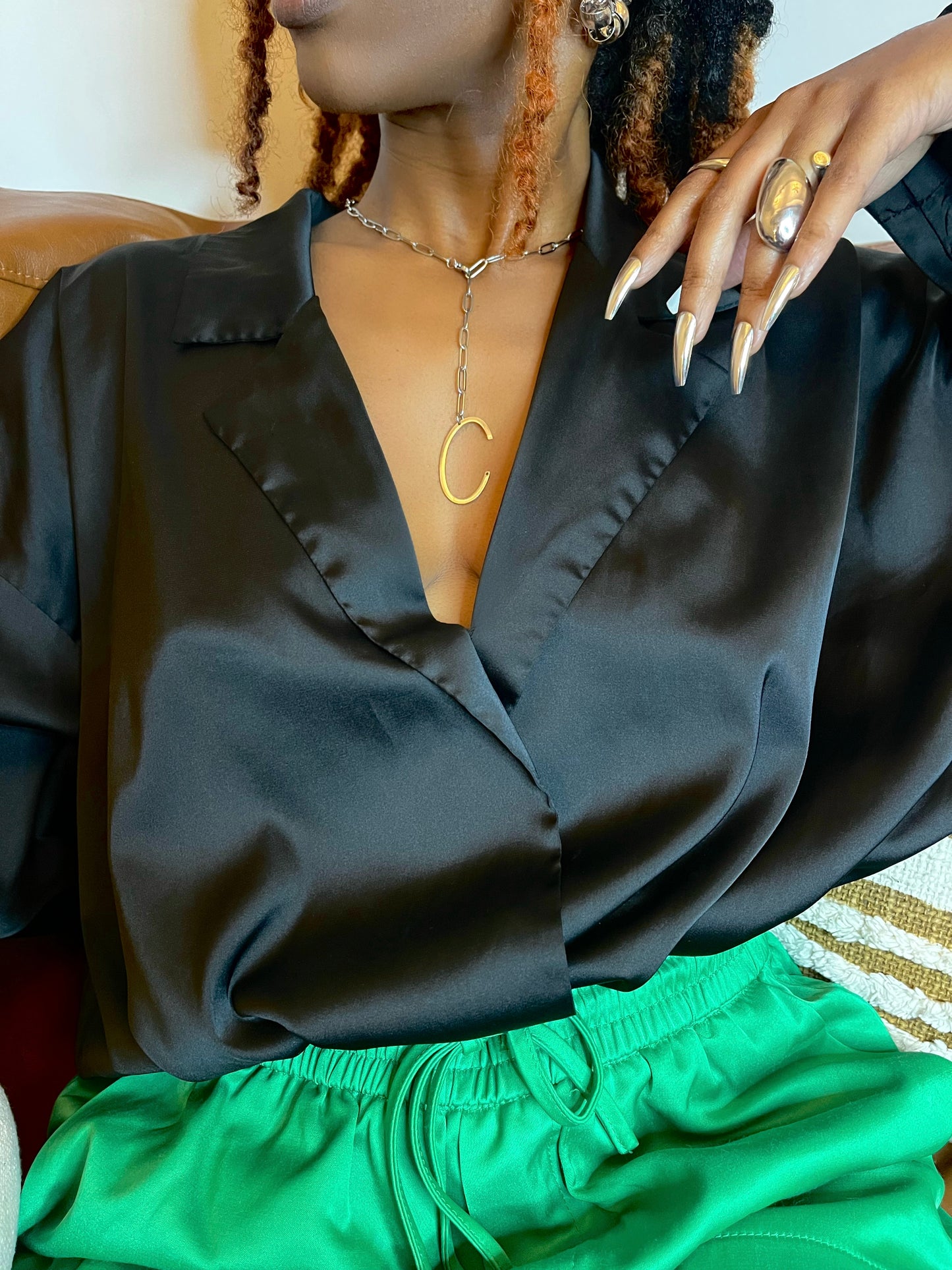 Silver Initial Paperclip Necklace