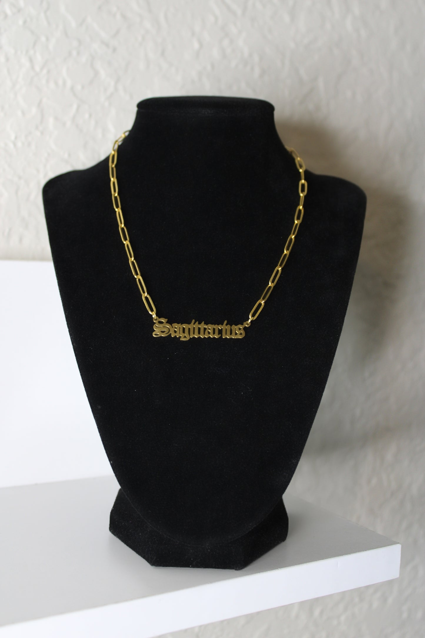 Gold Zodiac Paperclip Necklace