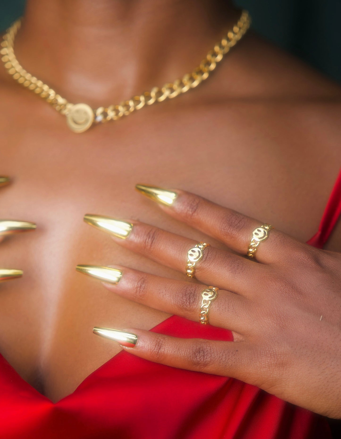 Cuban Link Smiley Ring