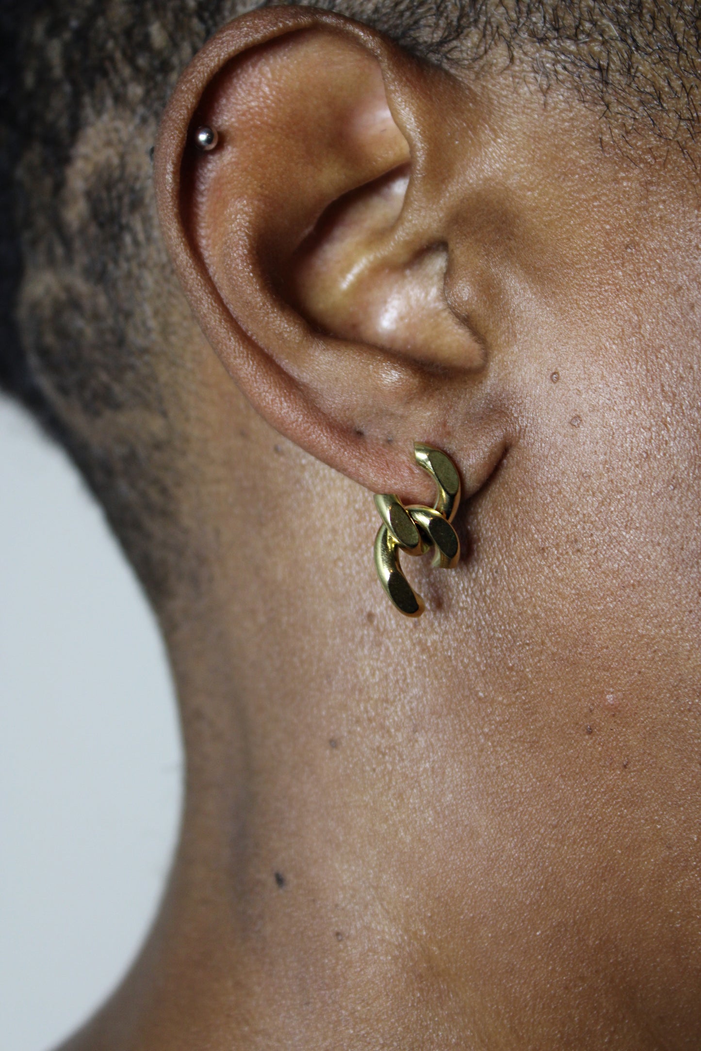 Gold Half Link Earrings