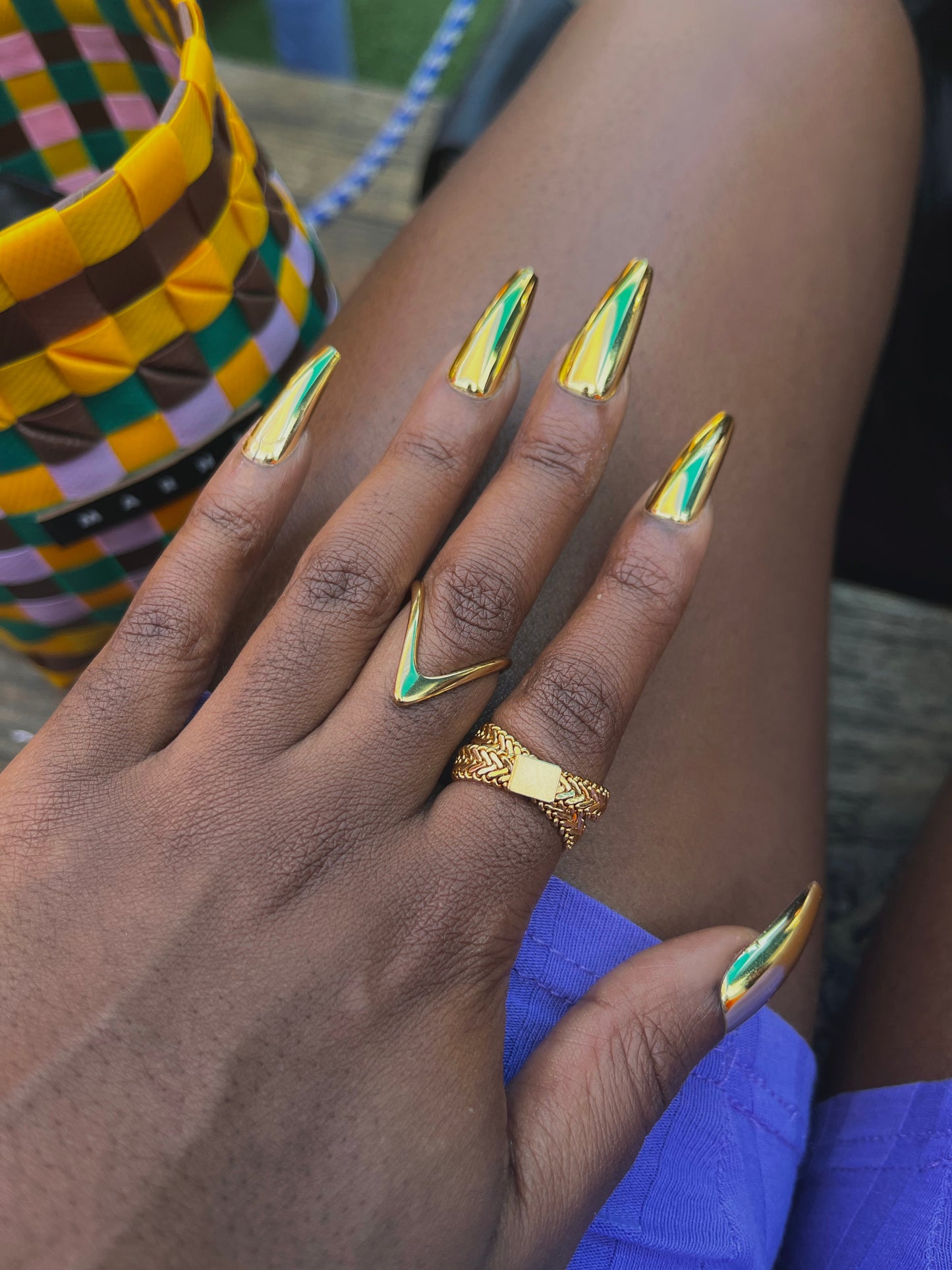Gold Herringbone Ring