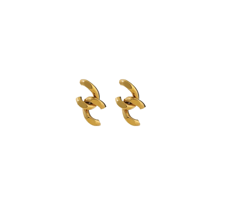 Gold Half Link Earrings