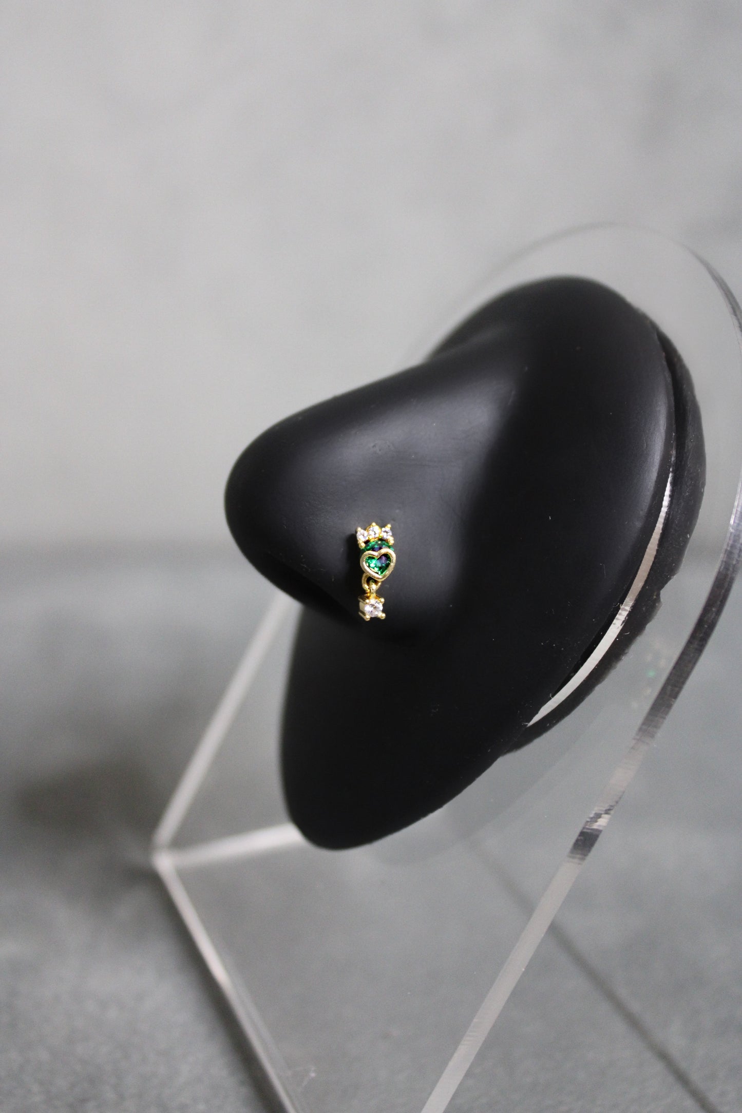 Green Heart Nose Ring