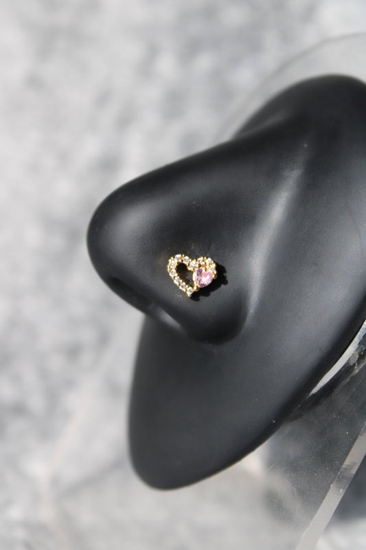 Double Heart Nose Ring (Gold)