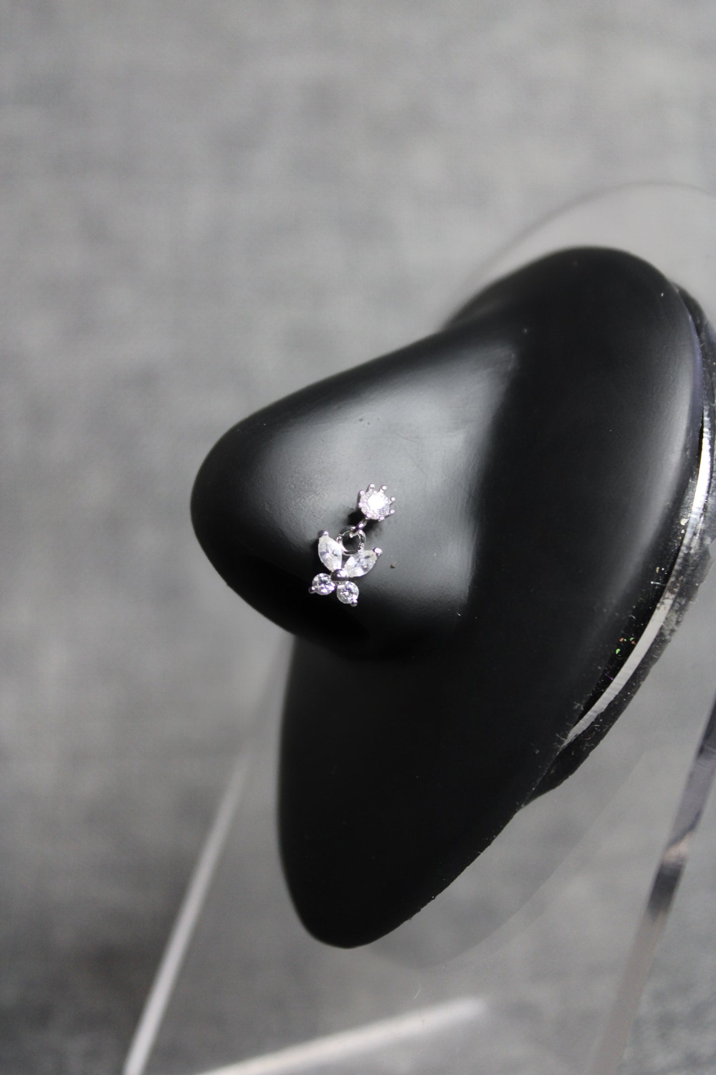 Sparkle Butterfly Nose Ring (Silver)