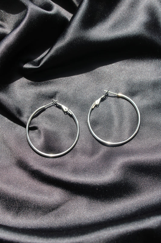 Classic Silver Medium Hoops