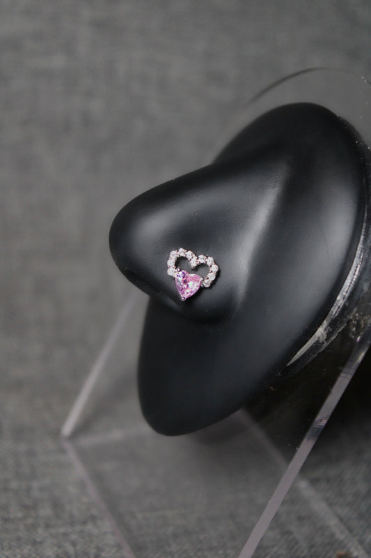 Large Double Heart Nose Ring (Silver)