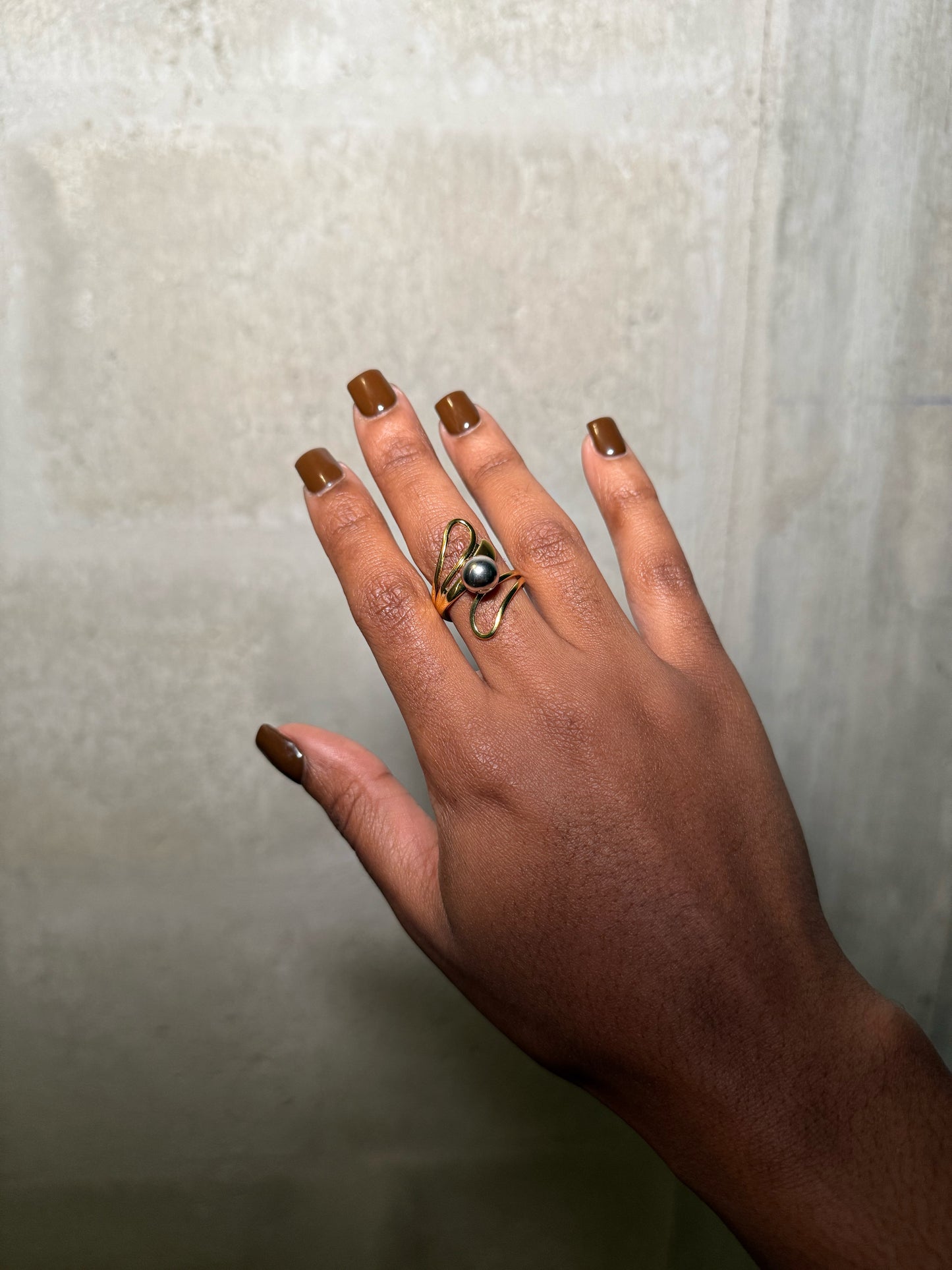 Gold Chrome Silver Bead Ring