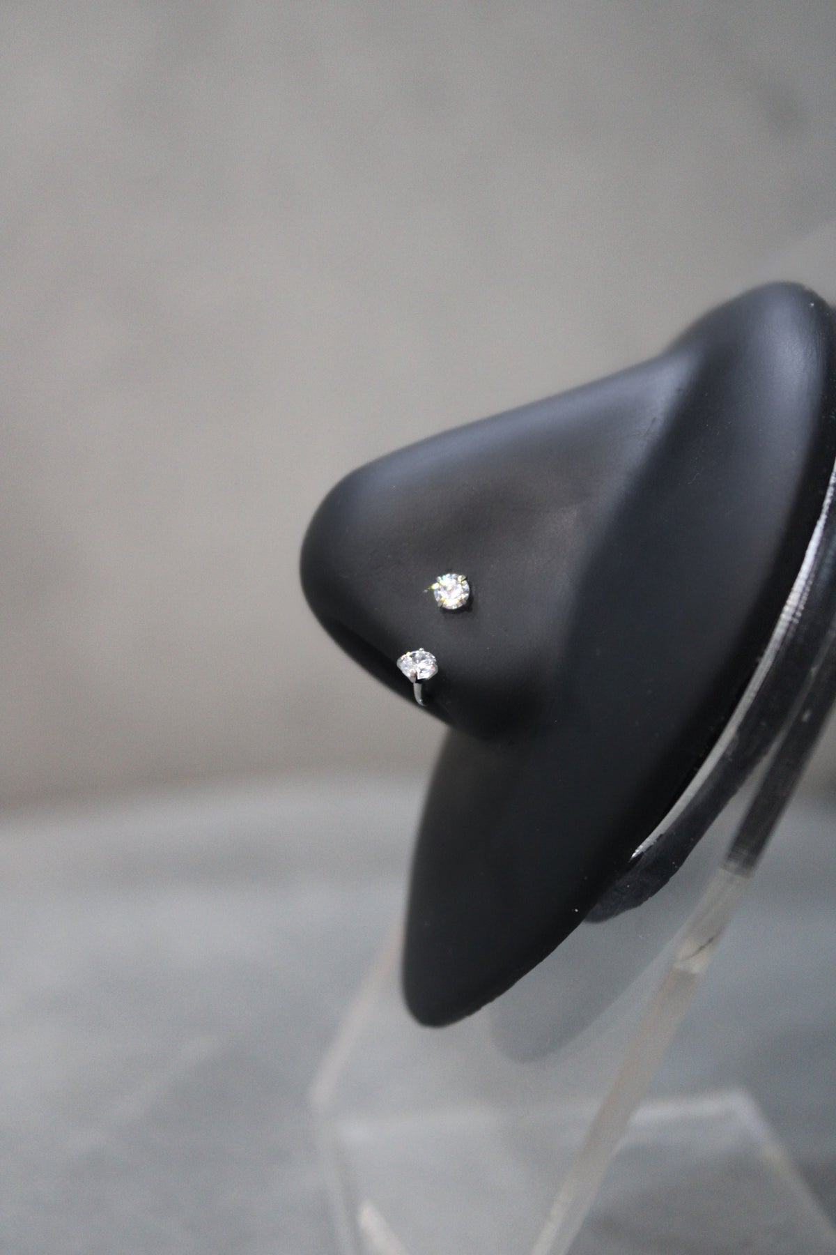 Double Gem Horseshoe Nose Ring (Silver)