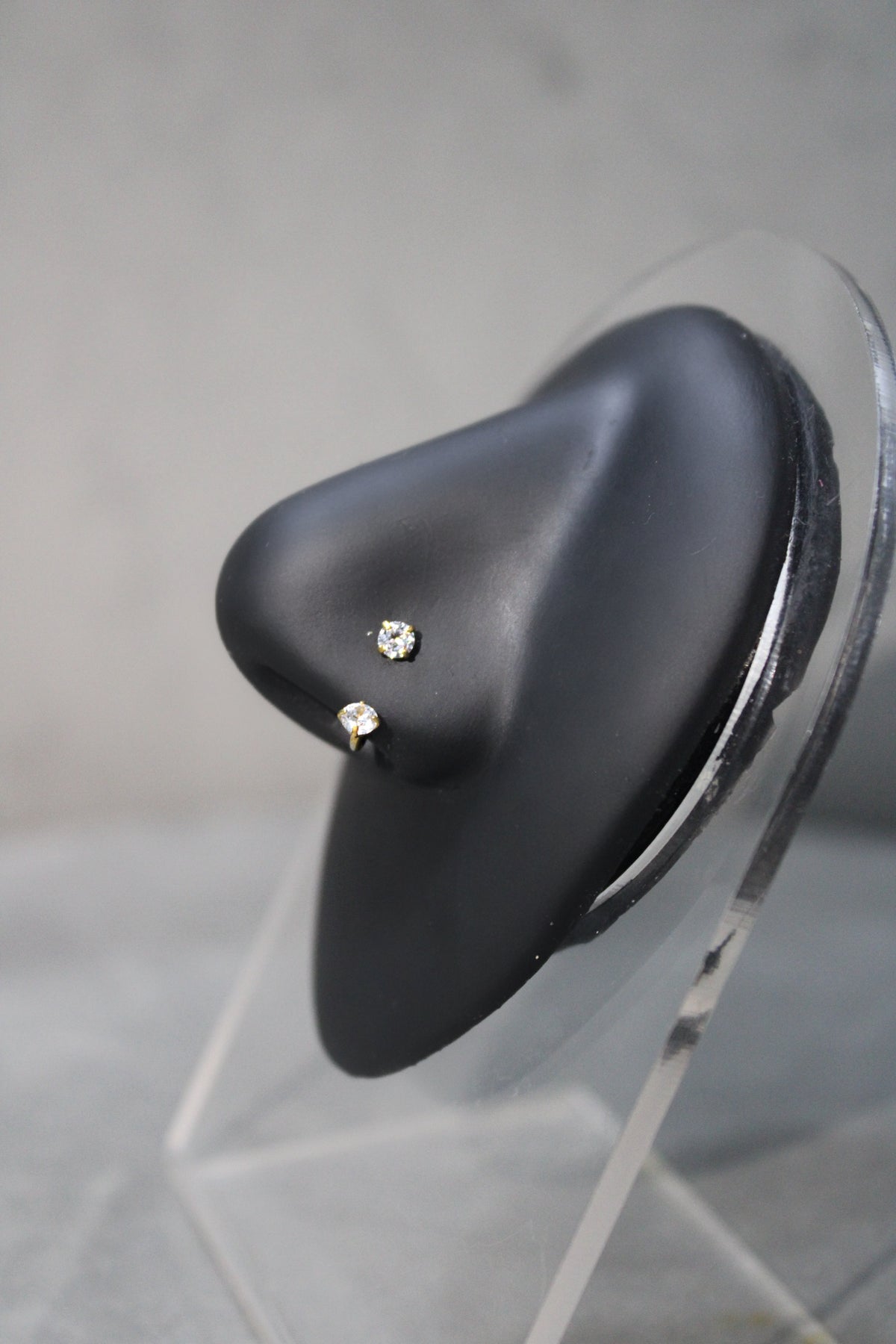Double Gem Horseshoe Nose Ring (Gold)