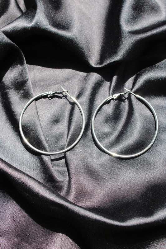Classic Silver Large Hoops