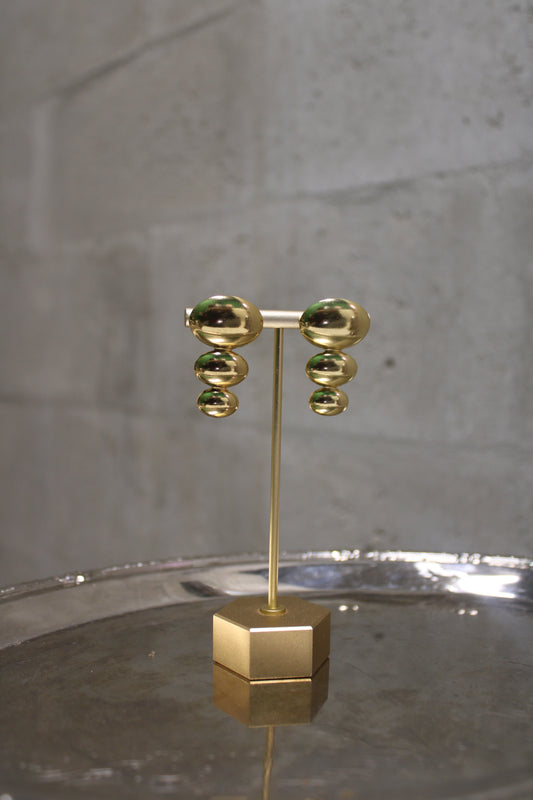 Gold Tri-Bean Earrings