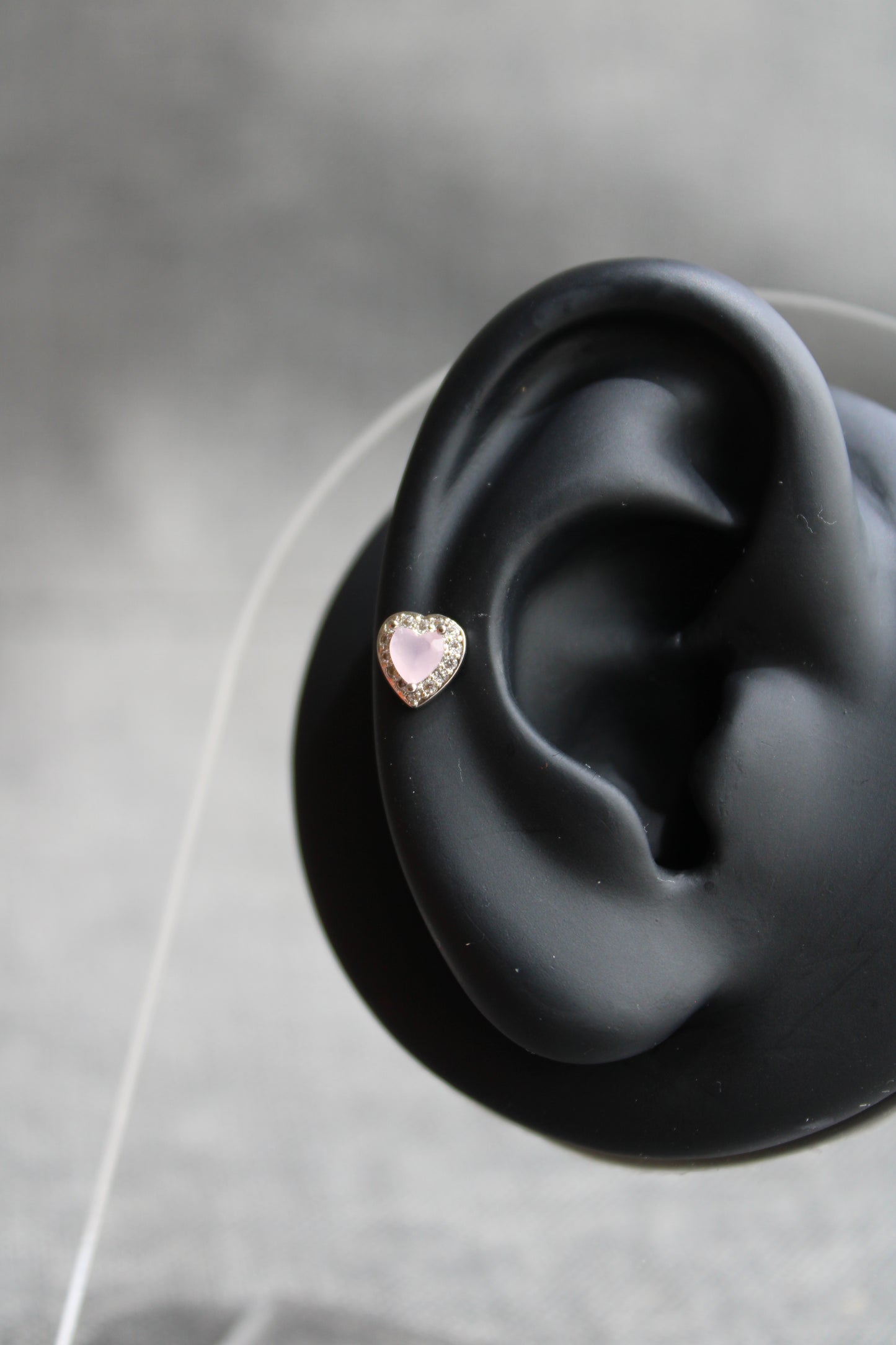 Pink Heart Cartilage Earring (Silver)