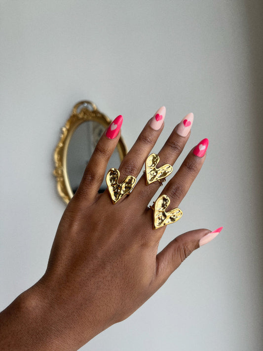 Gold Melted Heart Ring