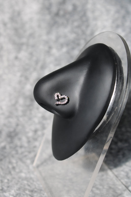 Open Heart Nose Ring (Silver)
