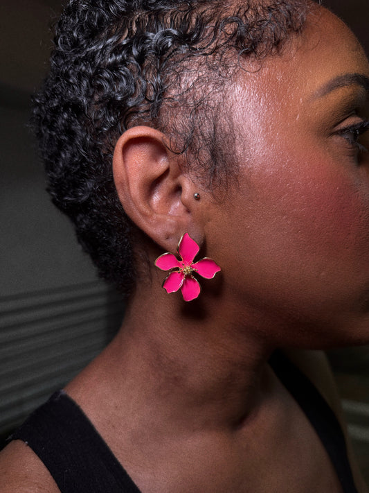Hot Pink Flora Earrings