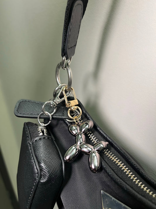 Balloon Dog Bag Charm (Silver)