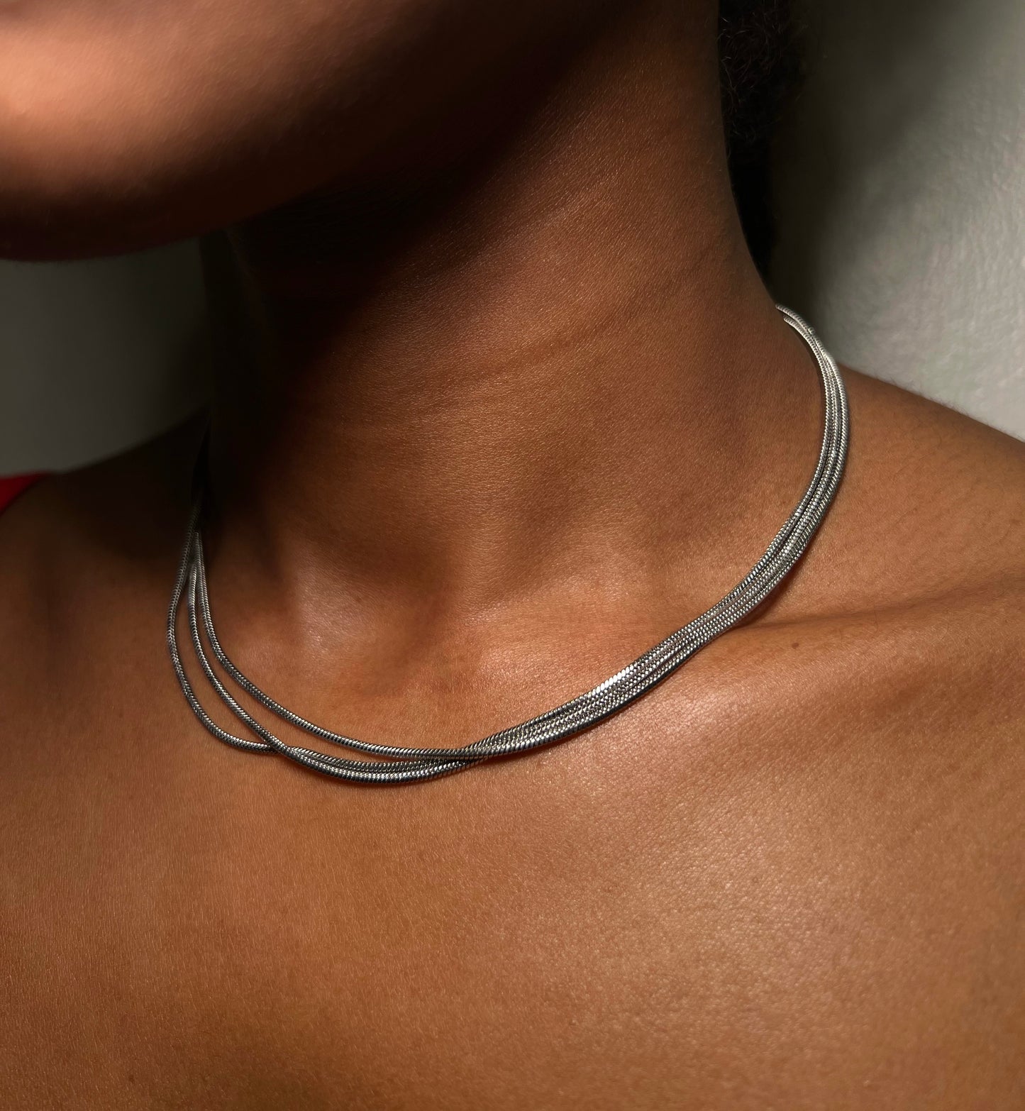 Silver Layered Snake Chain Necklace