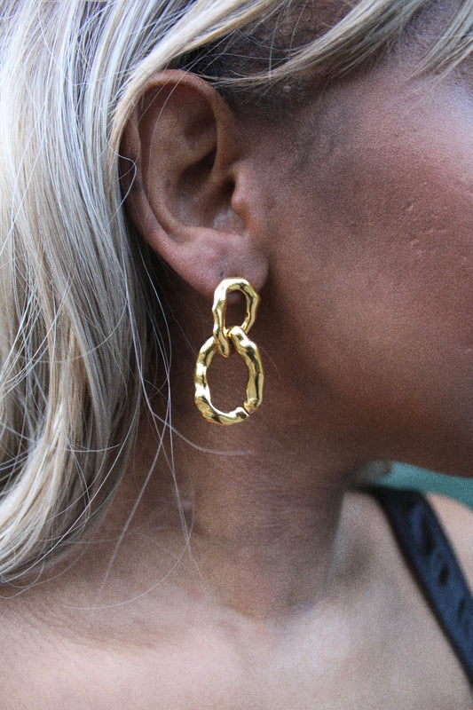 Gold Melted Link Earrings
