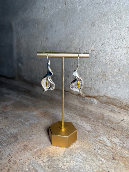 Silver Calla Lilly Drop Earrings