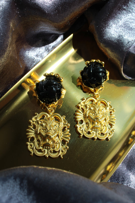 Gold Vintage Lion Earrings