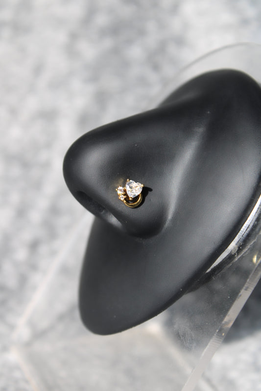 Sparkle Heart Nose Ring (Gold)