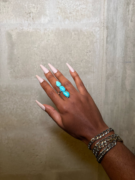 Triple Turquoise Bead Ring
