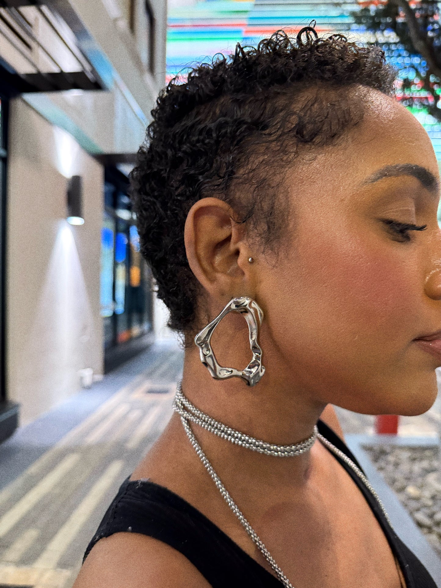 Chrome Silver Melted Earrings