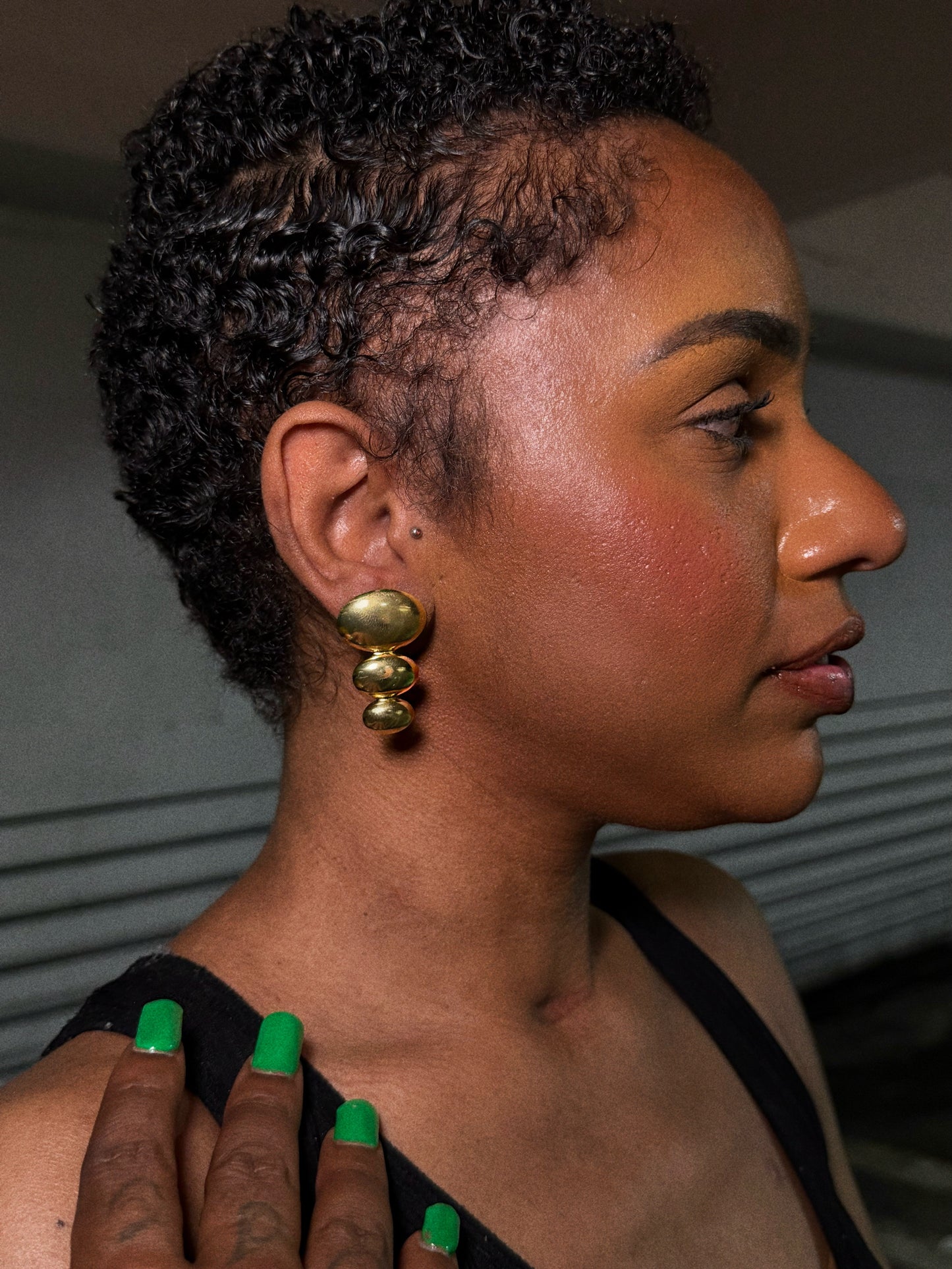 Gold Tri-Bean Earrings