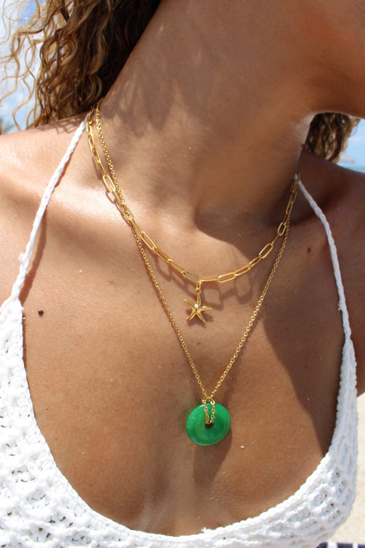 Starfish Jade Layered Necklace Set