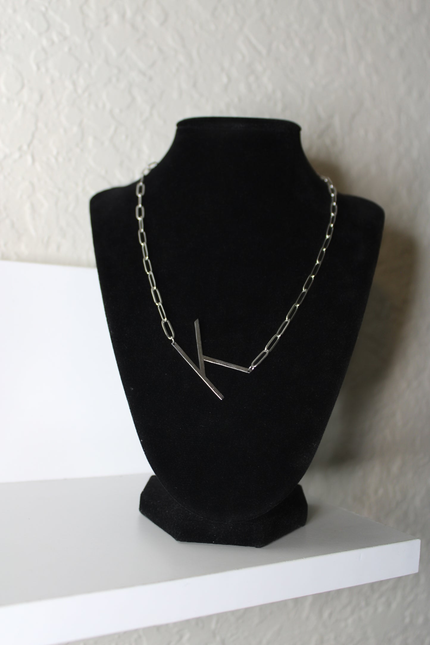 Silver Initial Paperclip Necklace